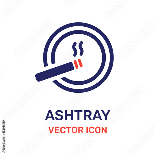 Burning cigarette in ashtray icon vector illustration.