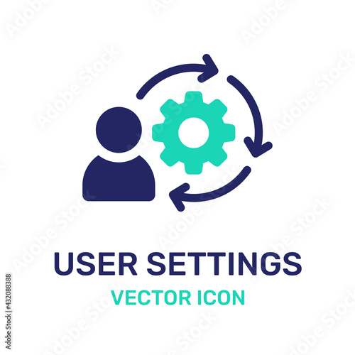 User settings icon isolated on white background. Vector illustration.