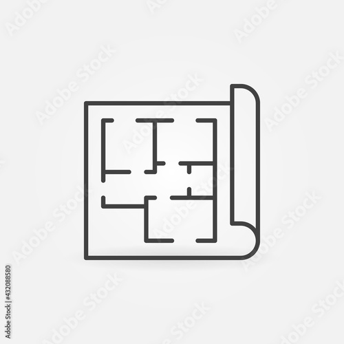 House Plan linear vector concept icon or symbol
