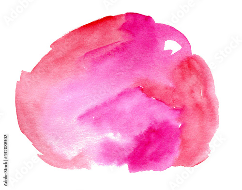 Pink watercolor spot for text or logo on white background