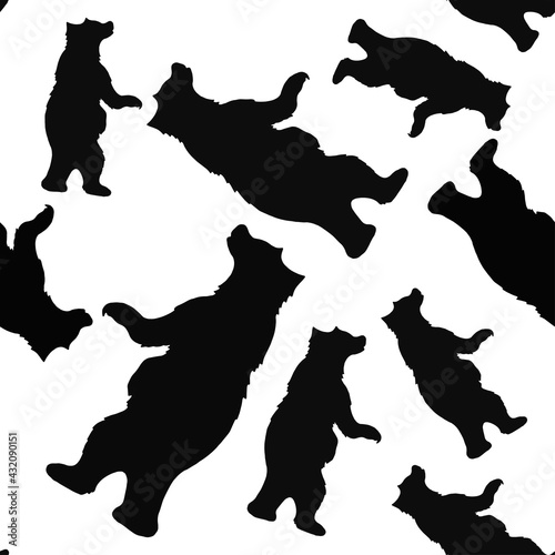 Seamless pattern with a silhouette of a bear.