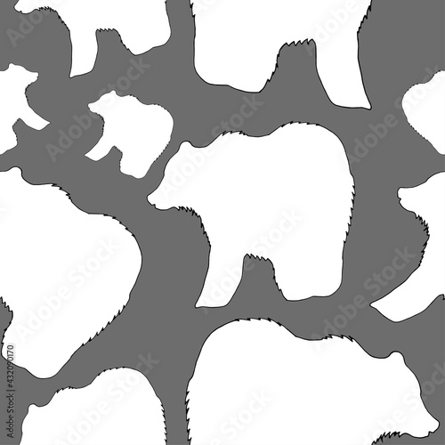 Seamless pattern with a silhouette of a bear.