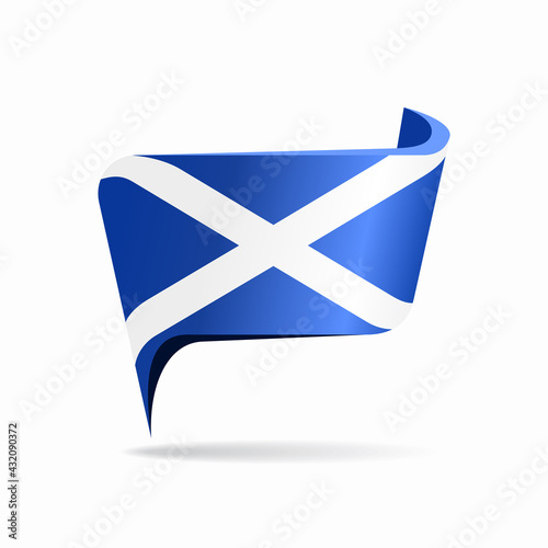 Scottish flag map pointer layout. Vector illustration.