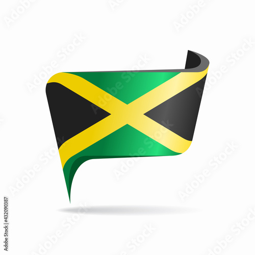 Jamaican flag map pointer layout. Vector illustration.