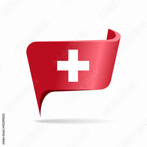Swiss flag map pointer layout. Vector illustration.