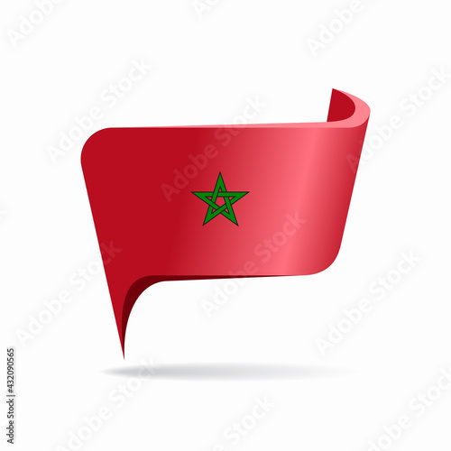 Moroccan flag map pointer layout. Vector illustration.