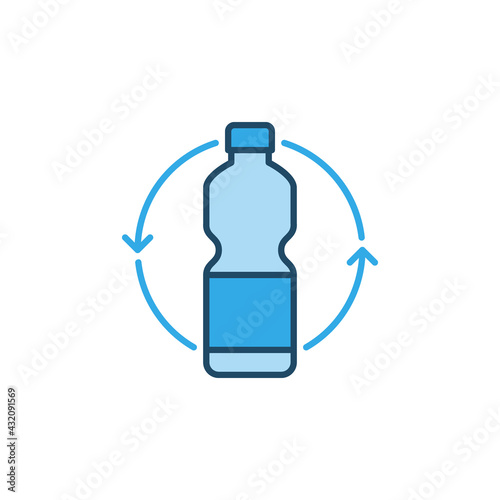 Recycle plastic bottle vector concept blue icon