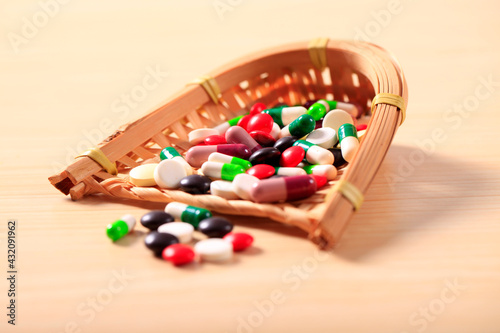 Medicine and healthy. Close up of capsules. Different kind of medicines