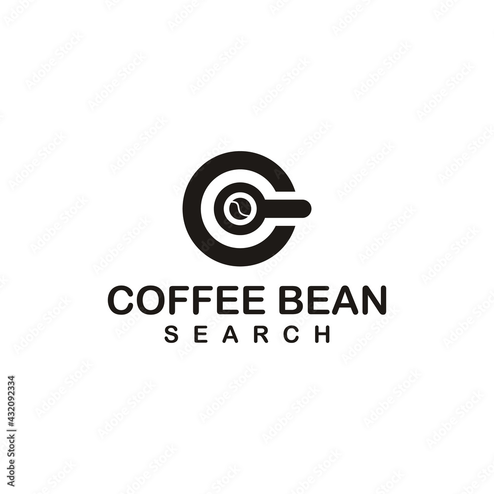 coffee bean search logo design illustration