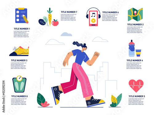 Run and jogging infographic for healthy lifestyle