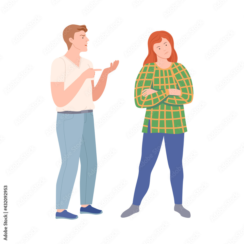 Conflicting Parents Arguing with Each Other Scolding and Shouting at Each Other Vector Illustration Conflicting Parents Arguing with Each Other Scolding and Shouting at Each Other Vector Illustration