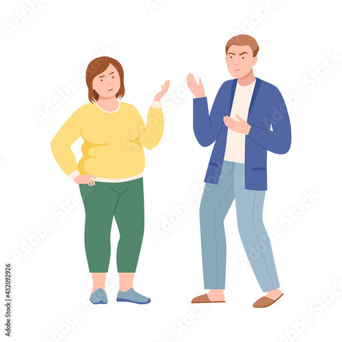 Conflicting Parents Arguing with Each Other Scolding and Shouting at Each Other Vector Illustration