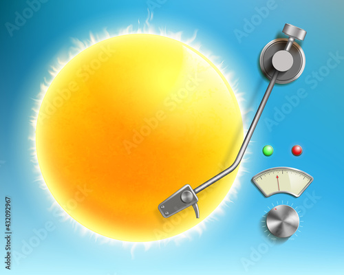 Music vinyl disc like a sun in summer.