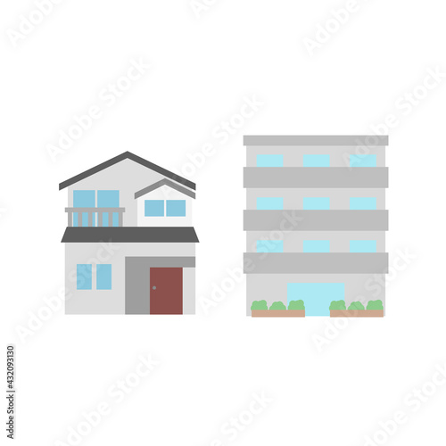 マンションと一戸建てイラスト素材