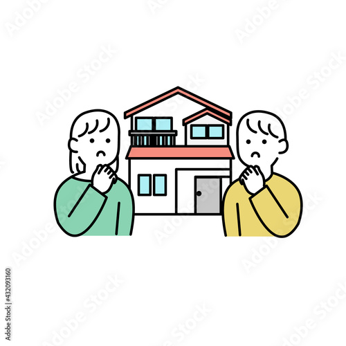 戸建と悩む人イラスト素材