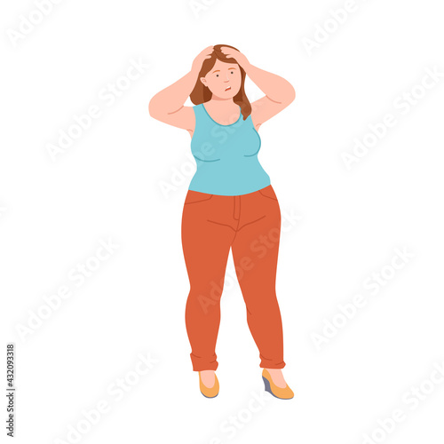 Frowning Woman Quarrelling and Arguing with Someone Shouting Vector Illustration