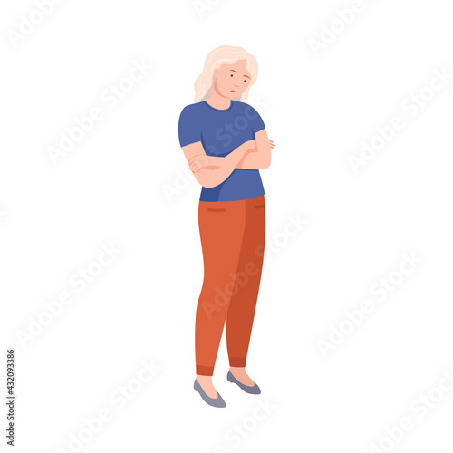 Young Woman with Her Arms Folded Standing out with Her Opinion in Argument Vector Illustration