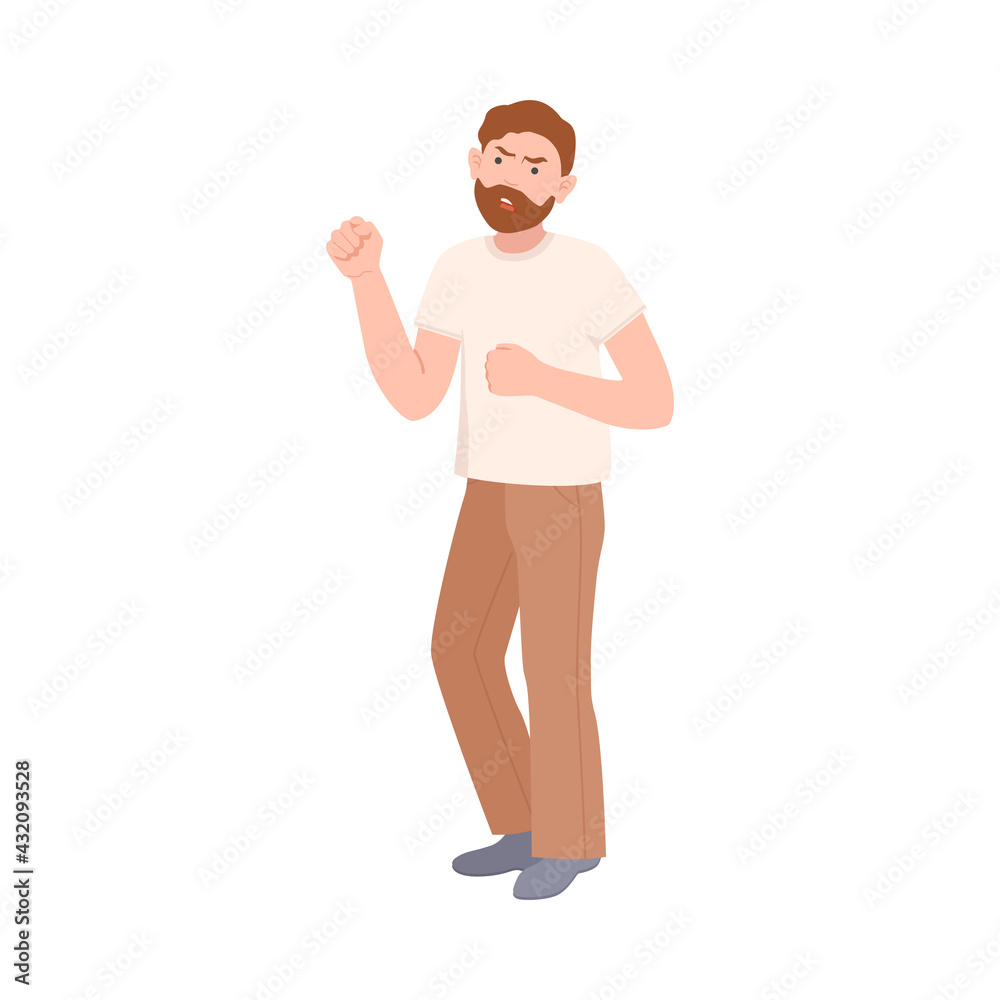 Frowning Man Quarrelling and Arguing with Someone Shouting Vector Illustration Frowning Man Quarrelling and Arguing with Someone Shouting Vector Illustration