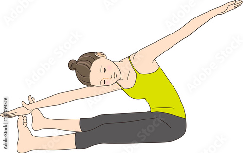 Pilates pose vector illustration, Saw