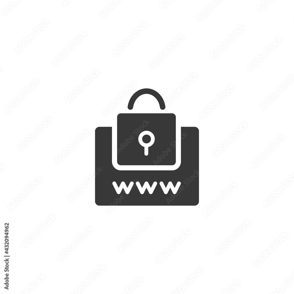 Secure web navigation. Security padlock. Internet concept. Isolated icon. Commerce glyph vector illustration Secure web navigation. Security padlock. Internet concept. Isolated icon. Commerce glyph vector illustration