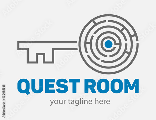 Quest or Escape room abstract logo. Cooperative game sign of closed room.