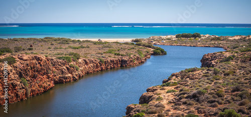 Landscape view of the mouth of Yardie Creek in the Ningaloo National Park near Exmouth in Western Australia photo