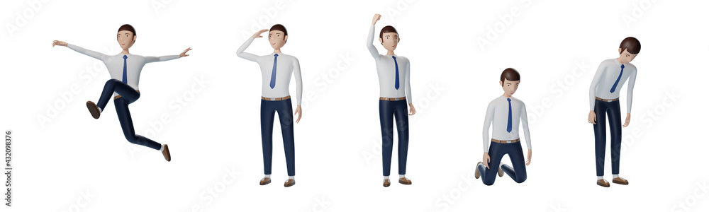 Set of Businessman cartoon character pose design Set of Businessman cartoon character pose design