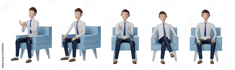 Set of Businessman cartoon character pose design Set of Businessman cartoon character pose design