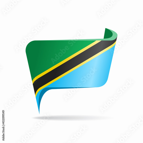 Tanzanian flag map pointer layout. Vector illustration.
