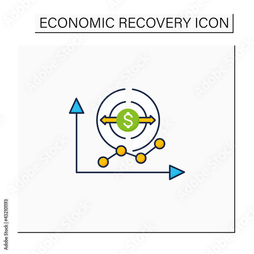 Economy expansion color icon. Increase in economic level activity.Economical fluctuation. Business concept. Isolated vector illustration