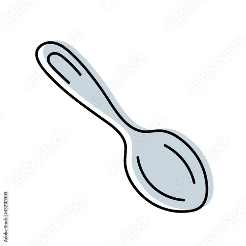 Spoon. Kitchenware sketch. Doodle line vector kitchen utensil and tool. Cutlery illustration