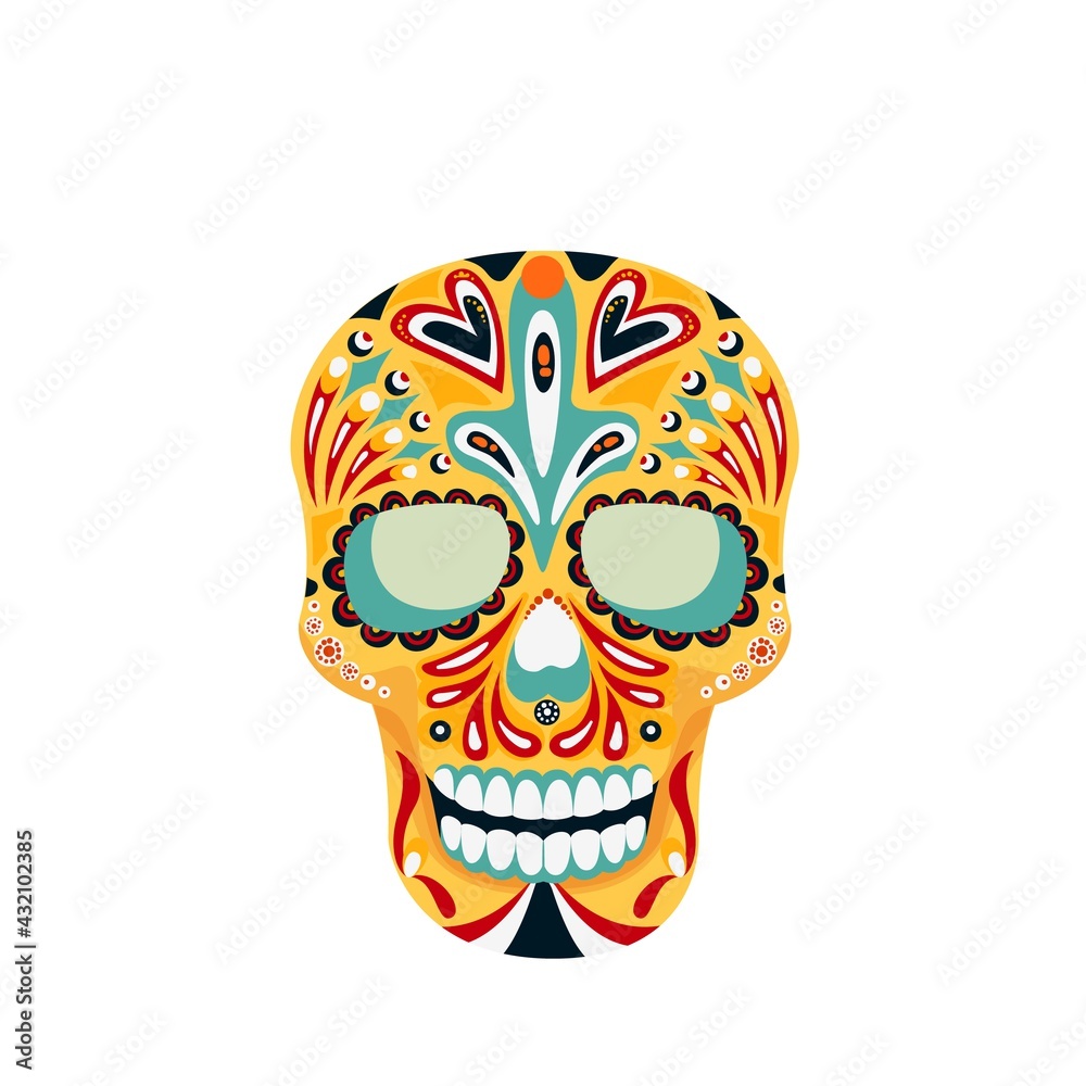 Skull vector icon, Calavera badge, Mexican symbol of the Day of the Dead. Skull vector icon, Calavera badge, Mexican symbol of the Day of the Dead.