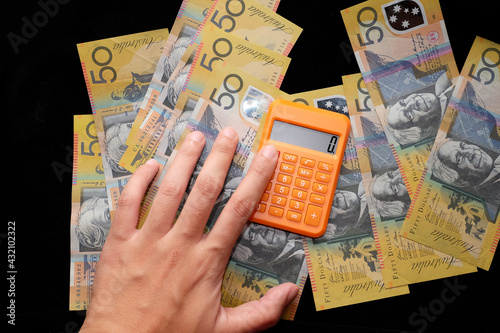 Australian Fifty Dollar banknote against black background