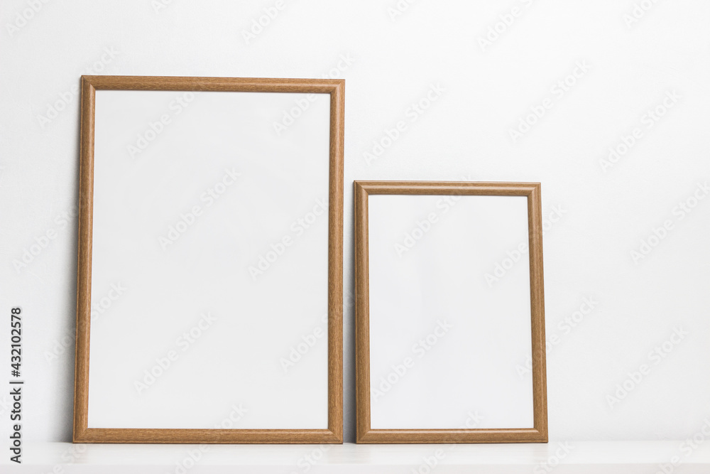 A wooden photo frame, mock up for background. A wooden photo frame, mock up for background.
