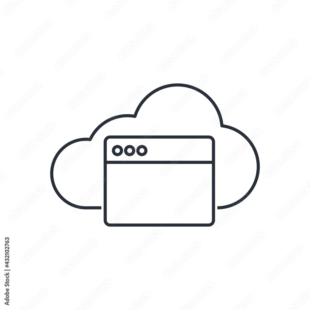  Cloud landing page. Vector linear icon isolated on white background.