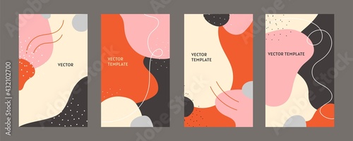 Vector set of abstract creative backgrounds in minimal trendy style with copy space for text - design templates for social media stories