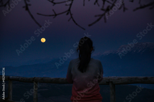Serra del Cadí i la lluna photo