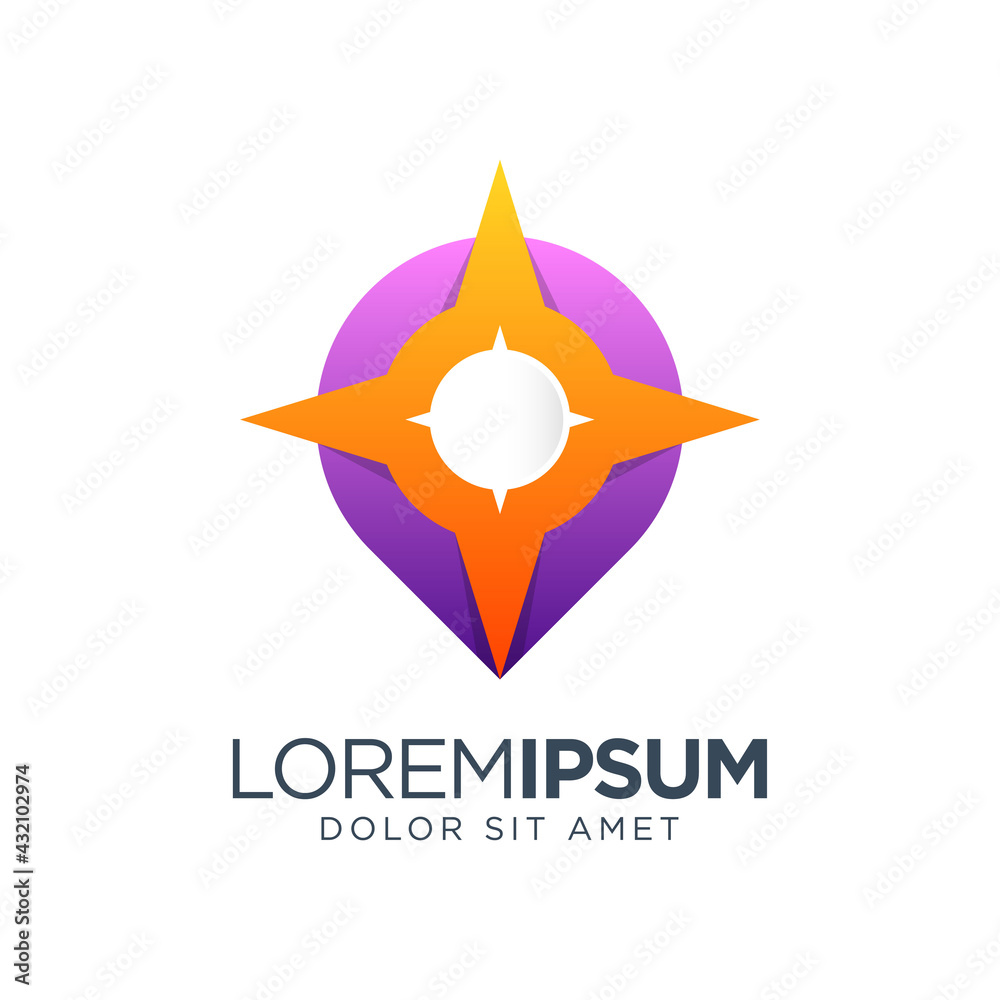 Compass Color Gradient Logo Design Compass Color Gradient Logo Design