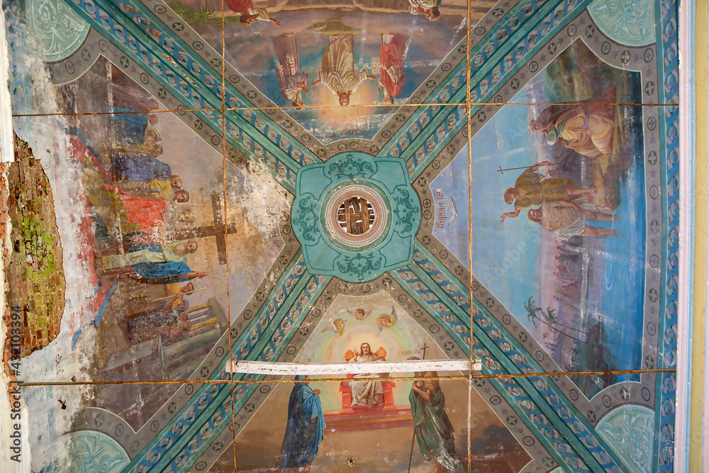 Painting of the walls of an abandoned Orthodox church