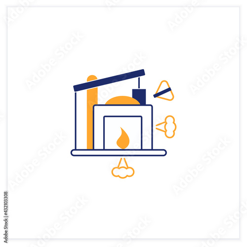 Industry 1.0 flat icon. Mechanization, water power. Steam power. Mechanized production. Digital transformation concept.Vector illustration