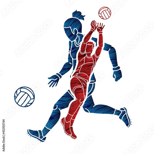 Group of Gaelic Football Male and Female Players Sport Action Cartoon Graphic Vector