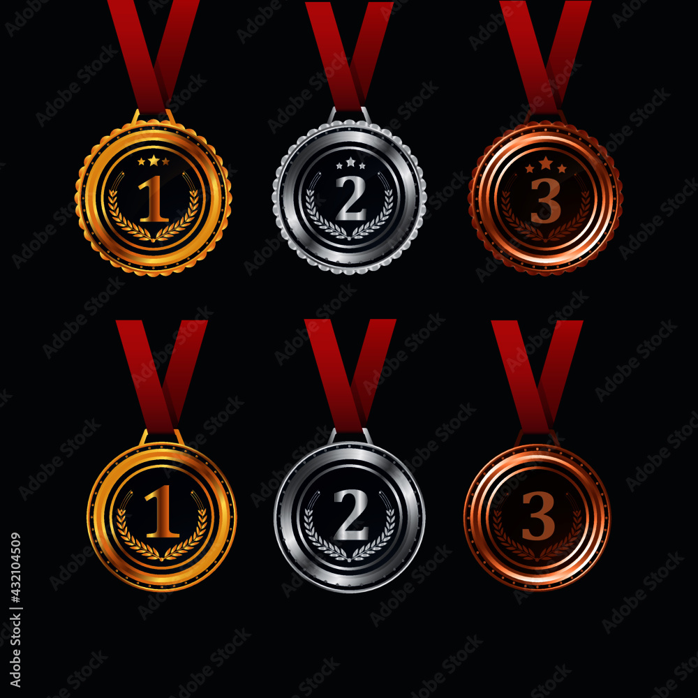 1st, 2nd, 3rd Sports awards three medals, gold, silver and bronze ...