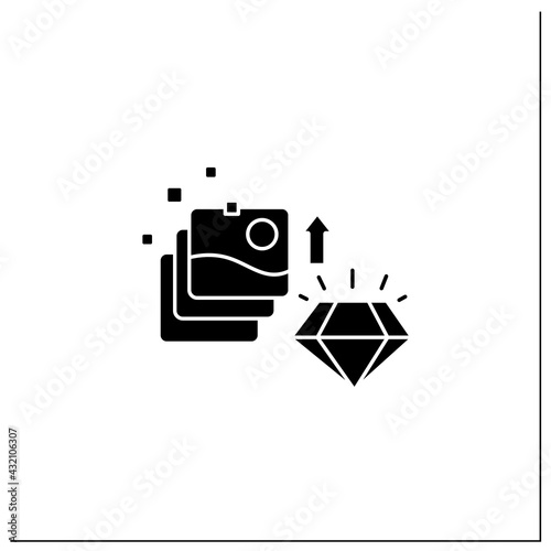 Digital art glyph icon. Fine digital art collection evolution. Profitable growth. High quality picture. Digitalization concept. Isolated vector illustration.Editable stroke