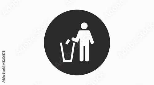 Litter sign. Litter icon. Black and white isolated illustration