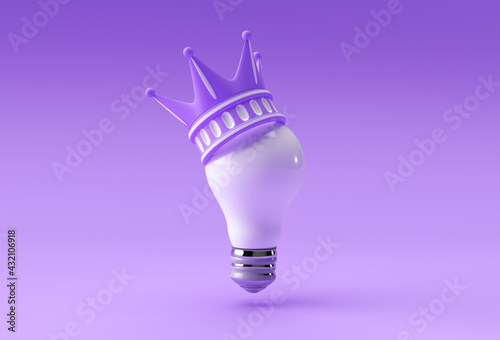 3D Render Illustration Turquoise Crown with bulb isolated on Color Background photo