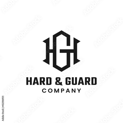 Monogram Initial Letter HG GH Hexagon Simple Elegant Minimalist Retro Vintage Logo Design