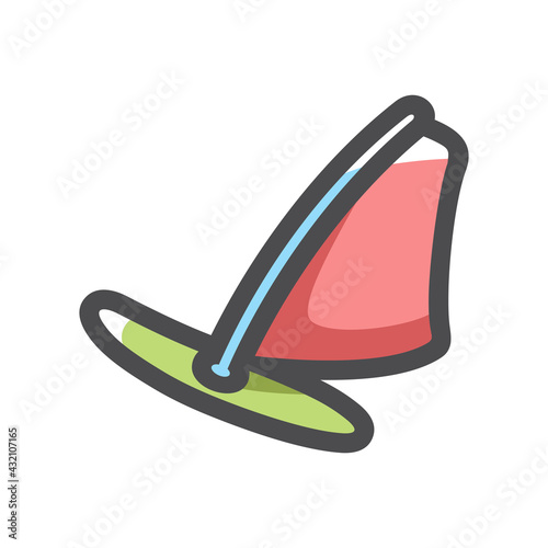 Windsurfing Sailing Board Vector icon Cartoon illustration.