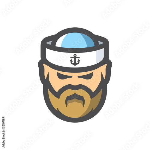 Sailor man in a cap Vector Cartoon icon illustration.