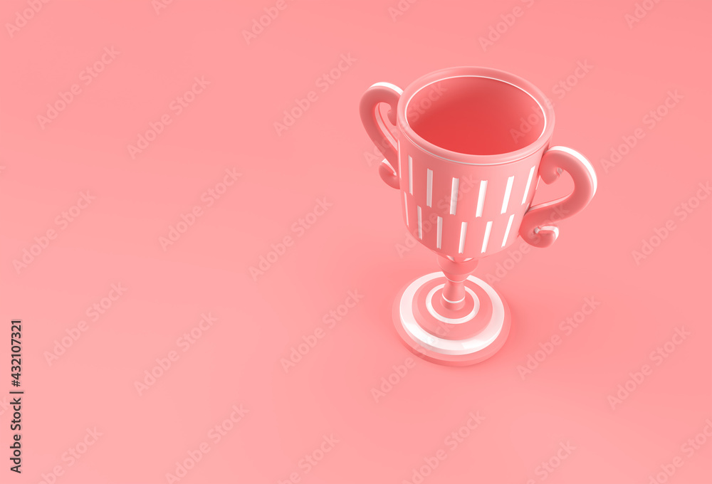 3D Render Trophy Cup isolated on Color Background. - obrazy, fototapety, plakaty 