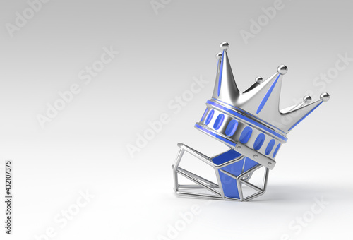 3D Render Illustration Turquoise Crown with helmet isolated on Color Background